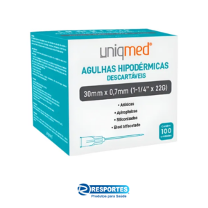 Agulha Hipodermica 30x7 UNIQMED 22G (Cx c/100)