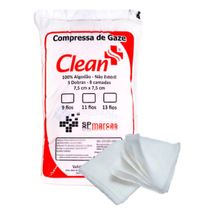 Compressa de Gaze Clean 13 Fios 500 Unidades Não Estéril