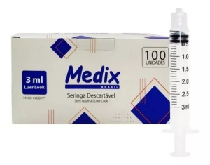 Seringa 3ml S/AG LOCK CX C/100 - MEDIX