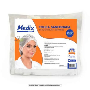 Touca Sanfonada Branca PCT C/100 - Medix