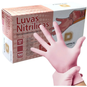 LUVA NITRILICA ROSA - M